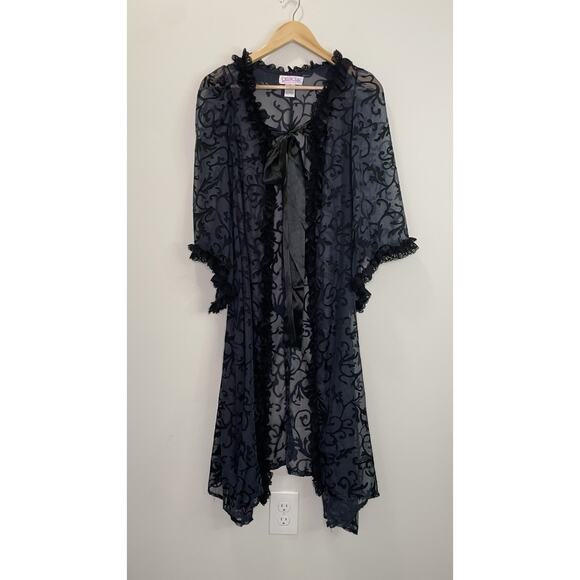 Princess Paradise Tops - Lace Sheer Kimono Coverup Robe M 8 Whimsigoth Dark Ruffle Dress Gown Costume Wed